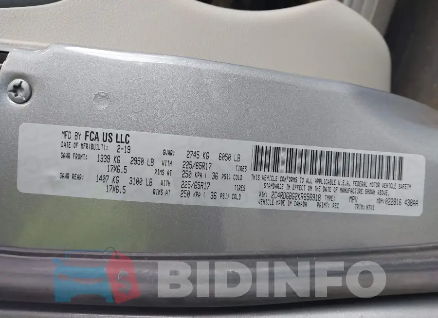 2C4RDGBG2KR656918 Photo# 9