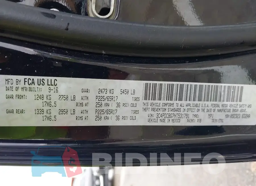3C4PDCBG7HT531791 Photo# 9
