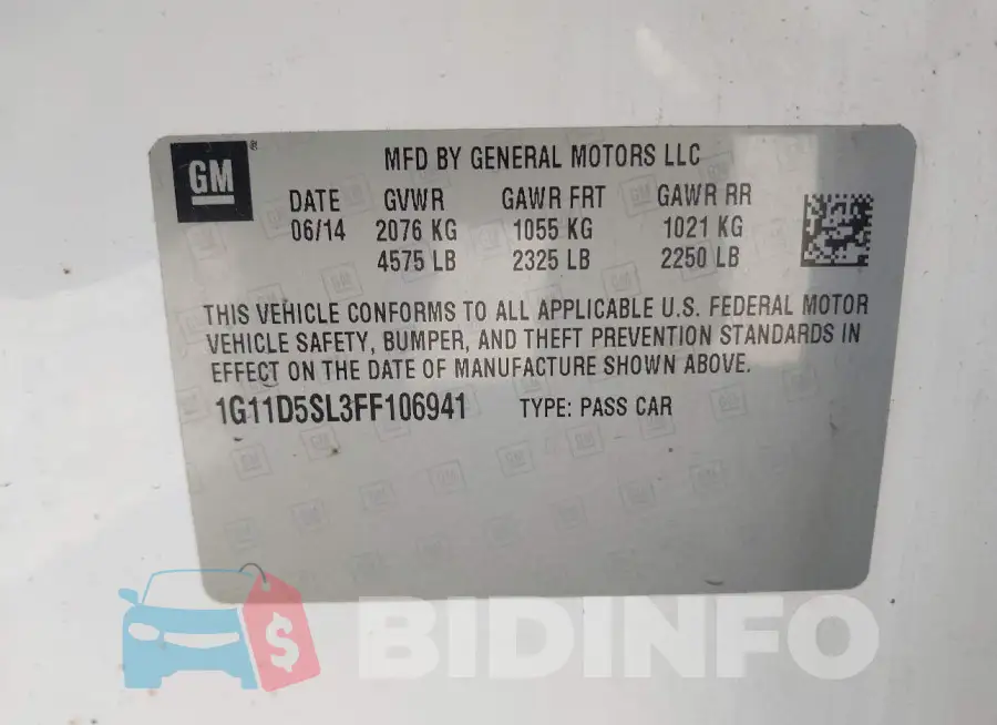 1G11D5SL3FF106941 Photo# 9
