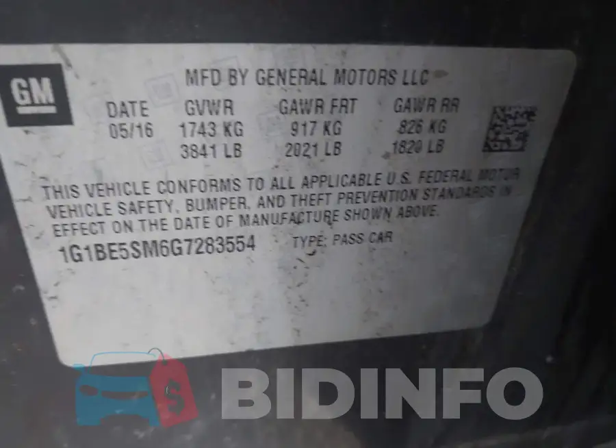1G1BE5SM6G7283554 Photo# 9