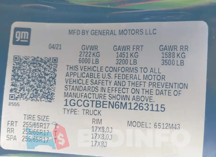 1GCGTBEN6M1263115 Photo# 9