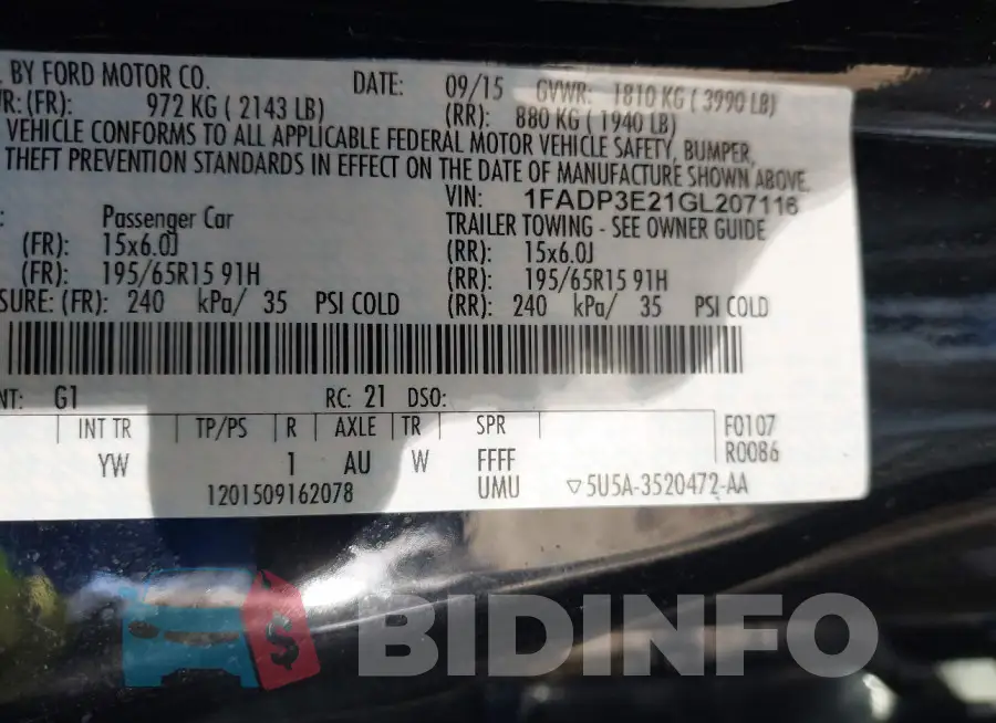 1FADP3E21GL207116 Photo# 9