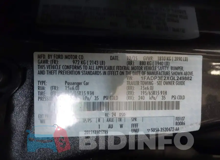 1FADP3E2XGL249882 Photo# 9
