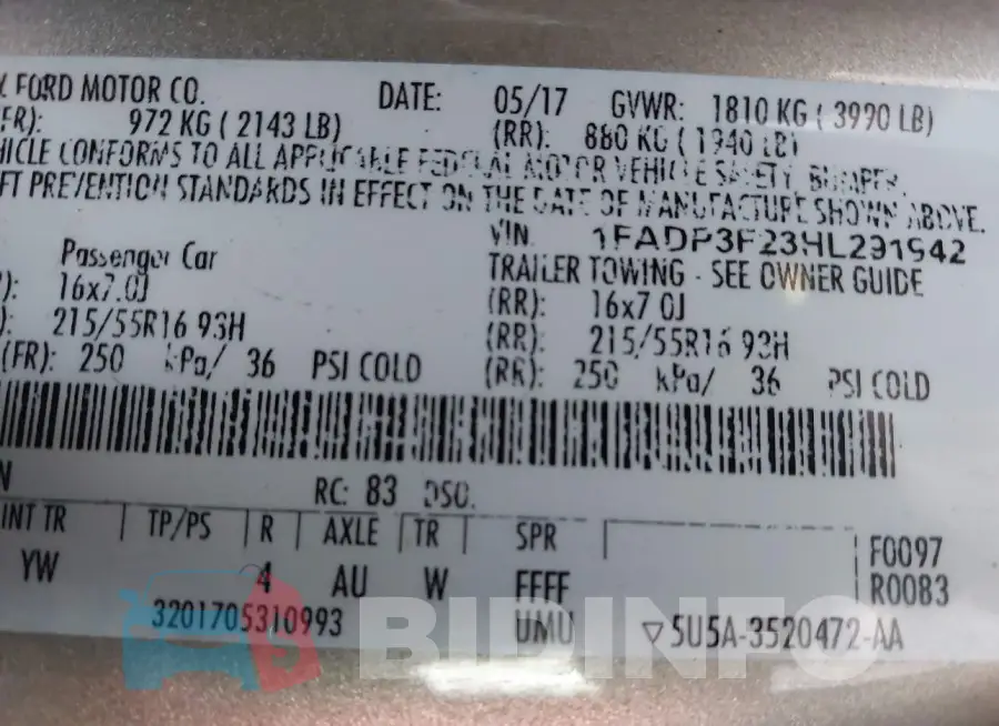 1FADP3F23HL291942 Photo# 9