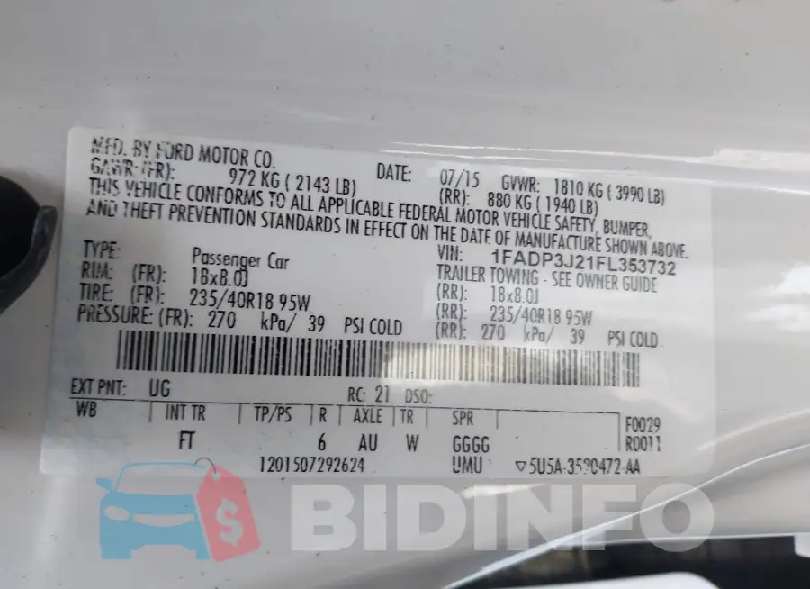 1FADP3J21FL353732 Photo# 9