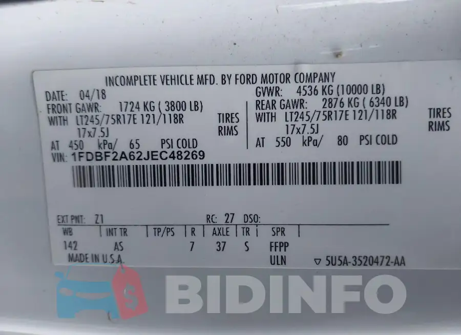 1FDBF2A62JEC48269 Photo# 9