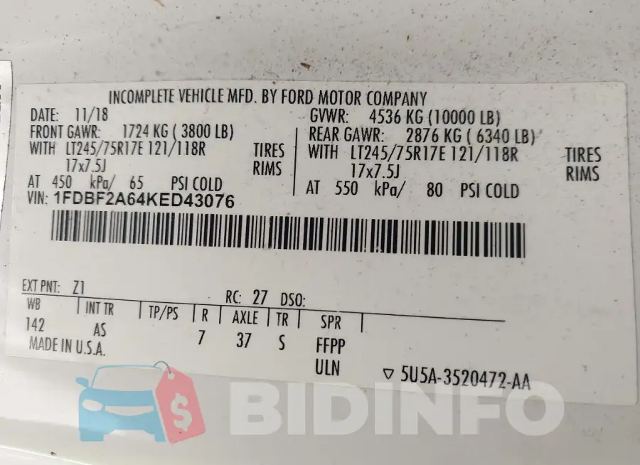 1FDBF2A64KED43076 Photo# 8