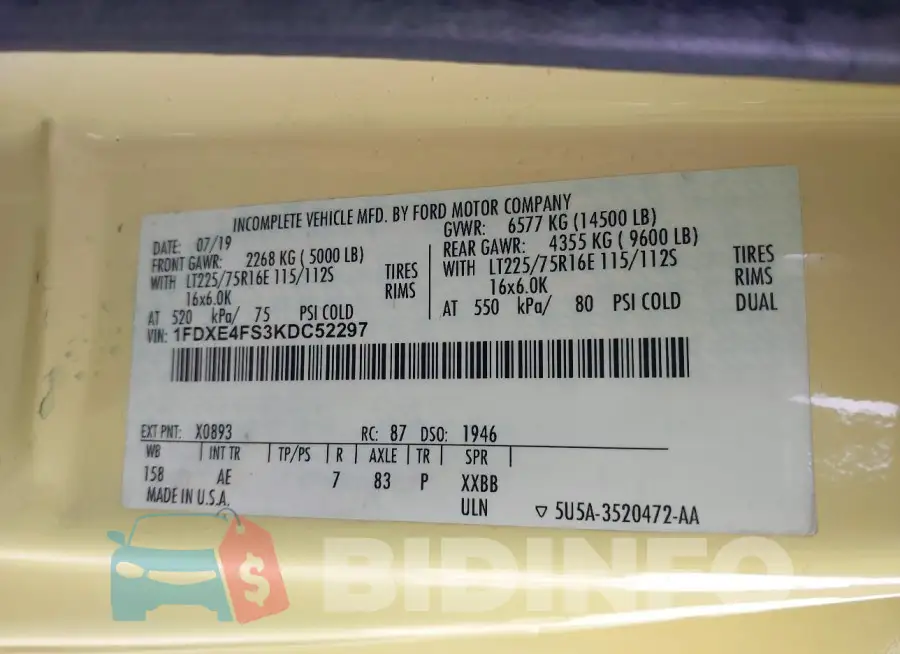 1FDXE4FS3KDC52297 Photo# 8