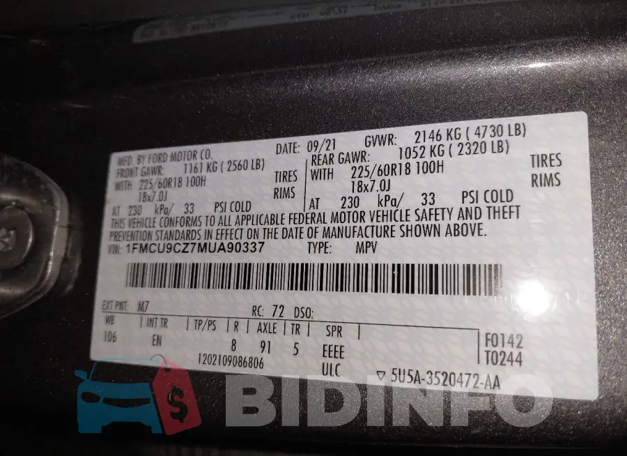 1FMCU9CZ7MUA90337 Photo# 9