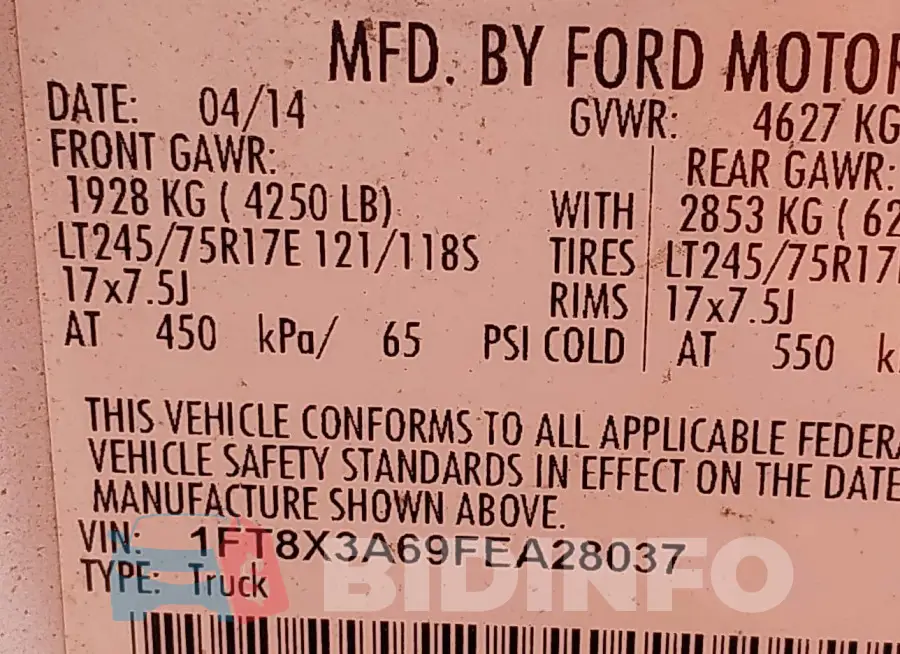 1FT8X3A69FEA28037 Photo# 8