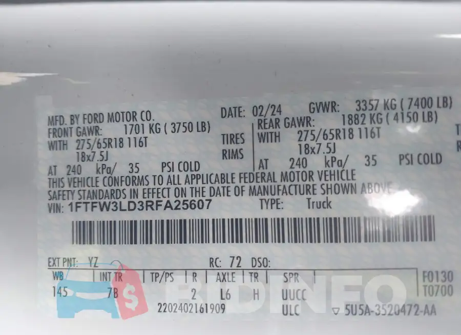 1FTFW3LD3RFA25607 Photo# 9