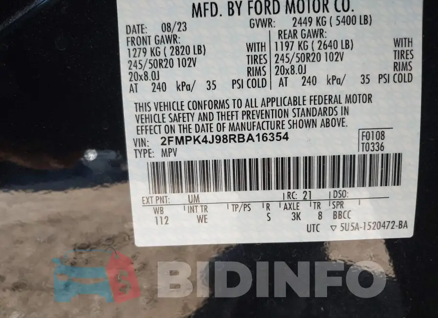 2FMPK4J98RBA16354 Photo# 9