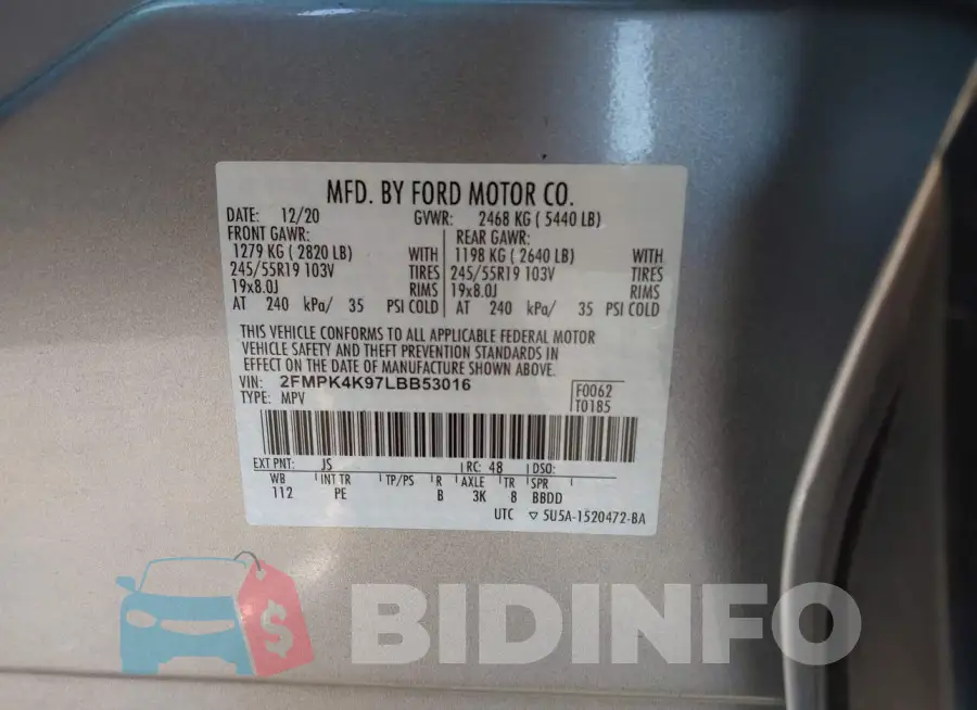 2FMPK4K97LBB53016 Photo# 9