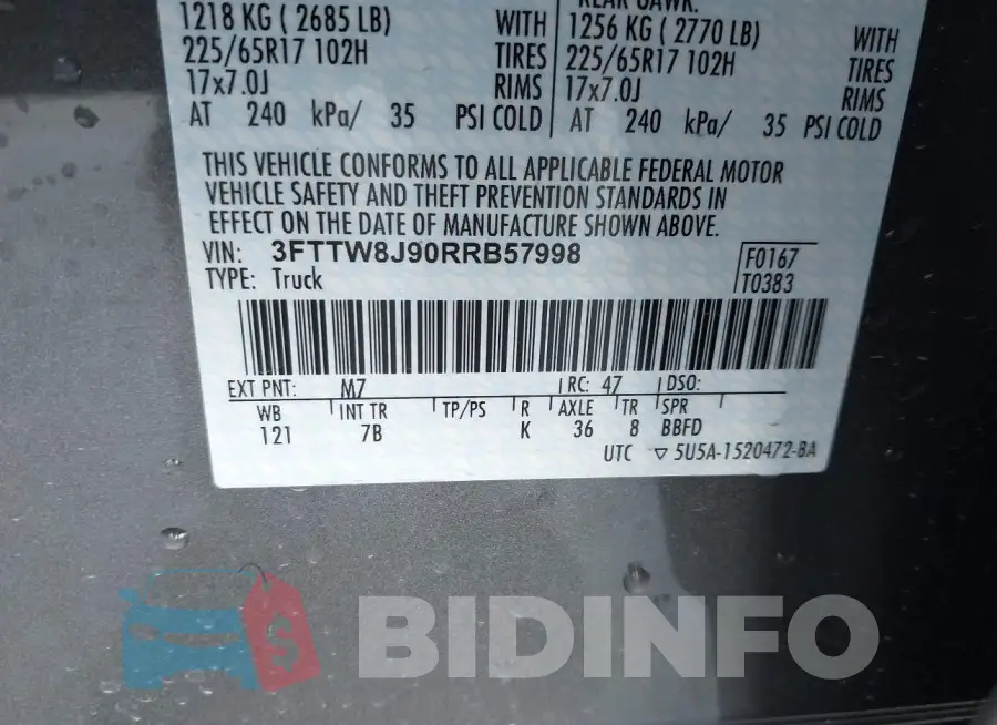 3FTTW8J90RRB57998 Photo# 9