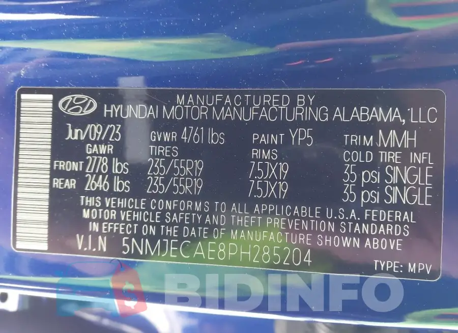 5NMJECAE8PH285204 Photo# 9