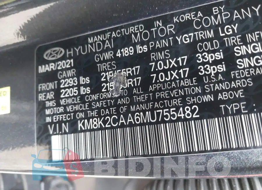 KM8K2CAA6MU755482 Photo# 9