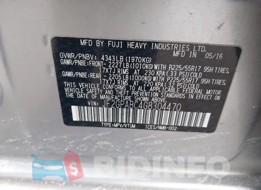 JF2GPABC4G8304470 Photo# 9