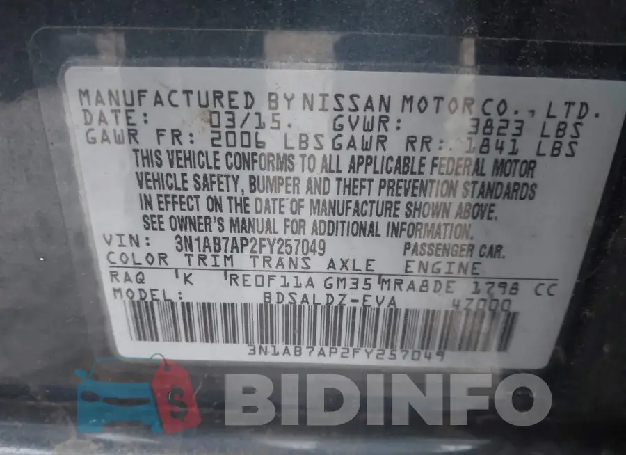 3N1AB7AP2FY257049 Photo# 9
