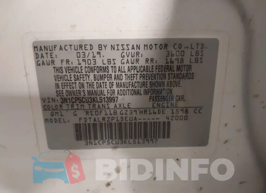 3N1CP5CU3KL513997 Photo# 9