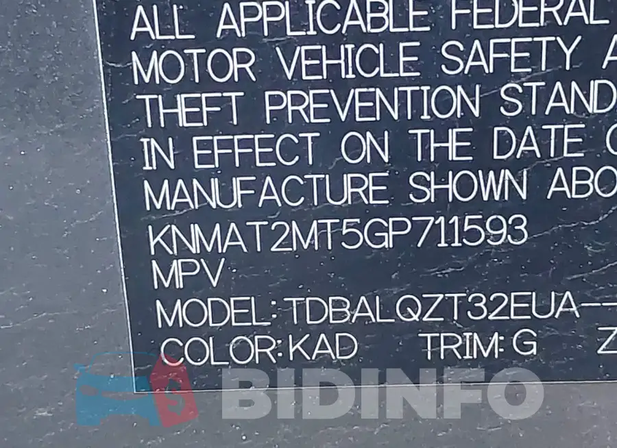 KNMAT2MT5GP711593 Photo# 9