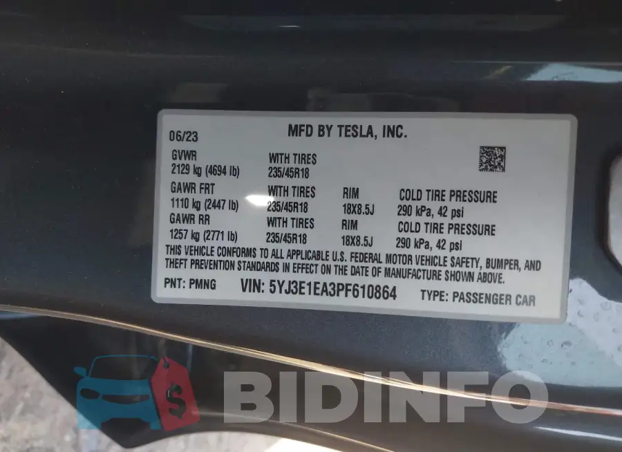 5YJ3E1EA3PF610864 Photo# 9