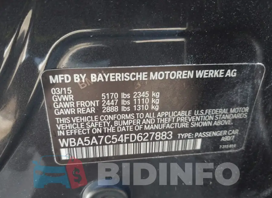 WBA5A7C54FD627883 Photo# 9