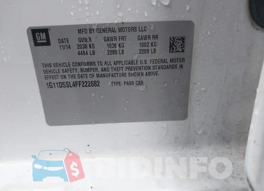 1G11D5SL4FF222682 Photo# 9