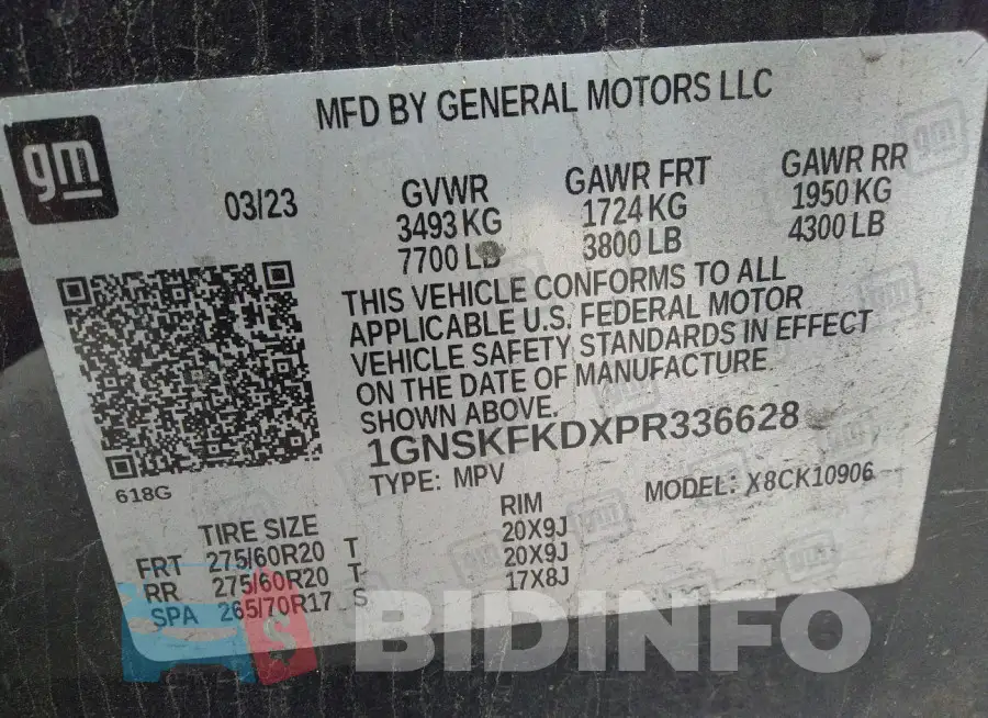 1GNSKFKDXPR336628 Photo# 9