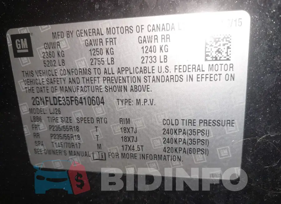 2GNFLDE35F6410604 Photo# 9