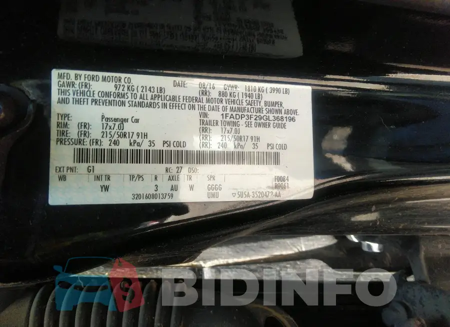 1FADP3F29GL368196 Photo# 9