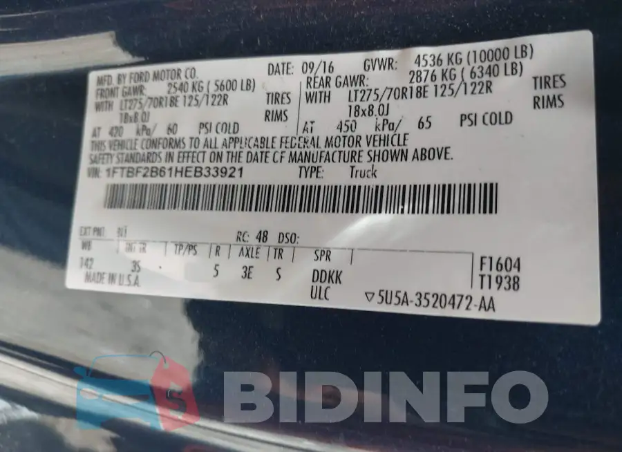 1FTBF2B61HEB33921 Photo# 9