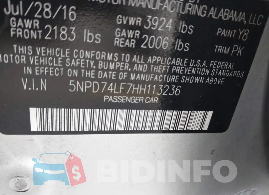 5NPD74LF7HH113236 Photo# 9