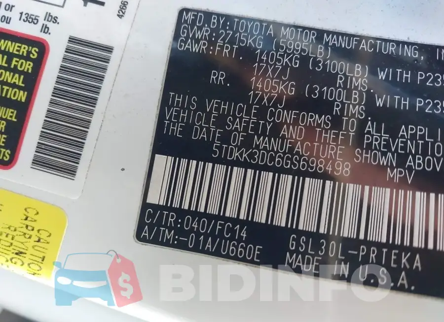 5TDKK3DC6GS698498 Photo# 9