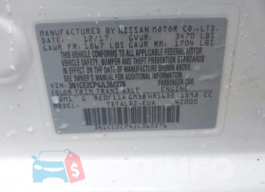 3N1CE2CP4JL362276 Photo# 9