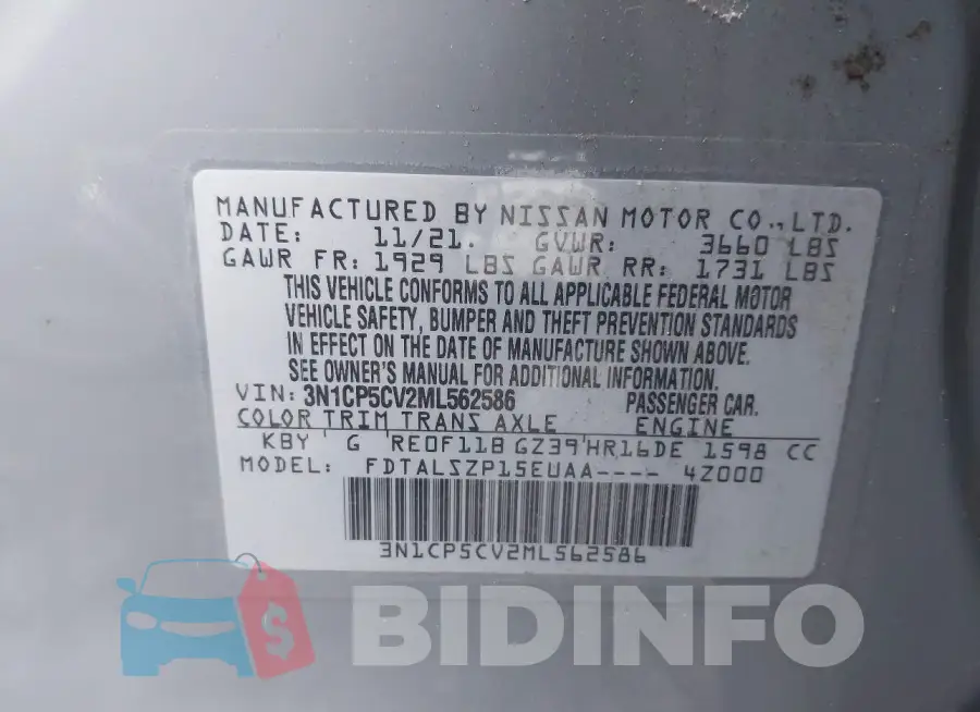 3N1CP5CV2ML562586 Photo# 9