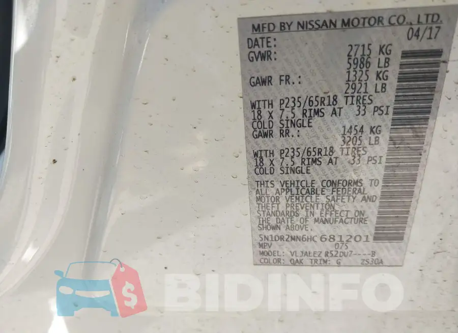 5N1DR2MN6HC681201 Photo# 9