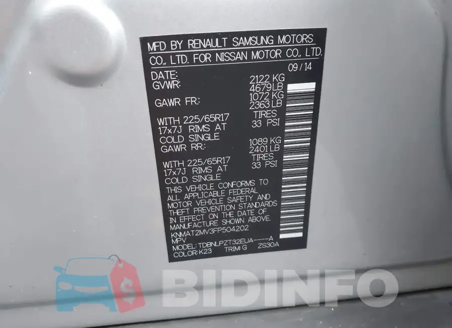 KNMAT2MV3FP504202 Photo# 9