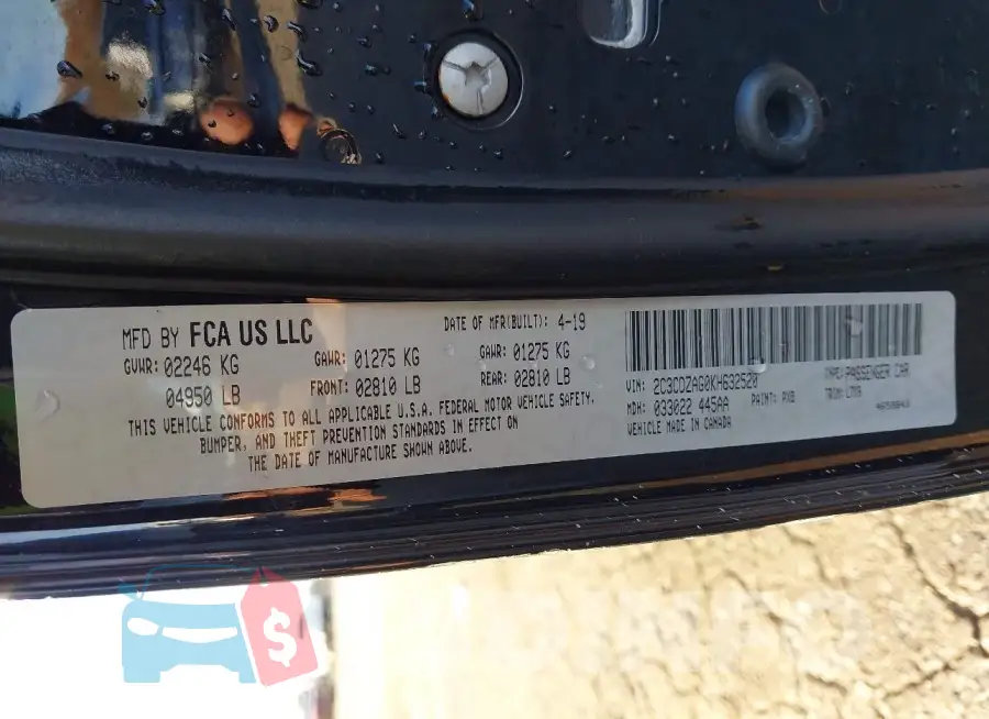 2C3CDZAG0KH632520 Photo# 9