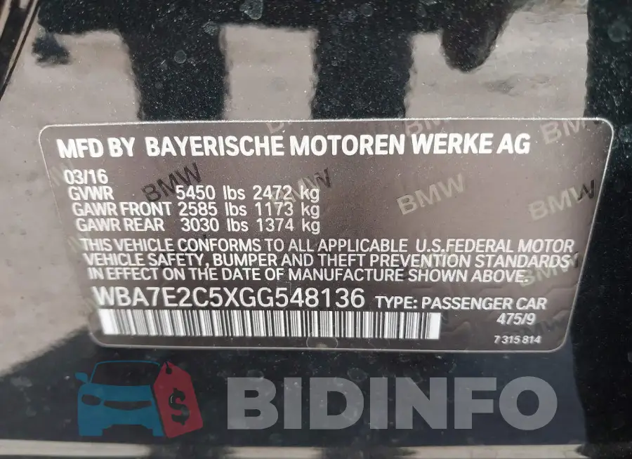 WBA7E2C5XGG548136 Photo# 9