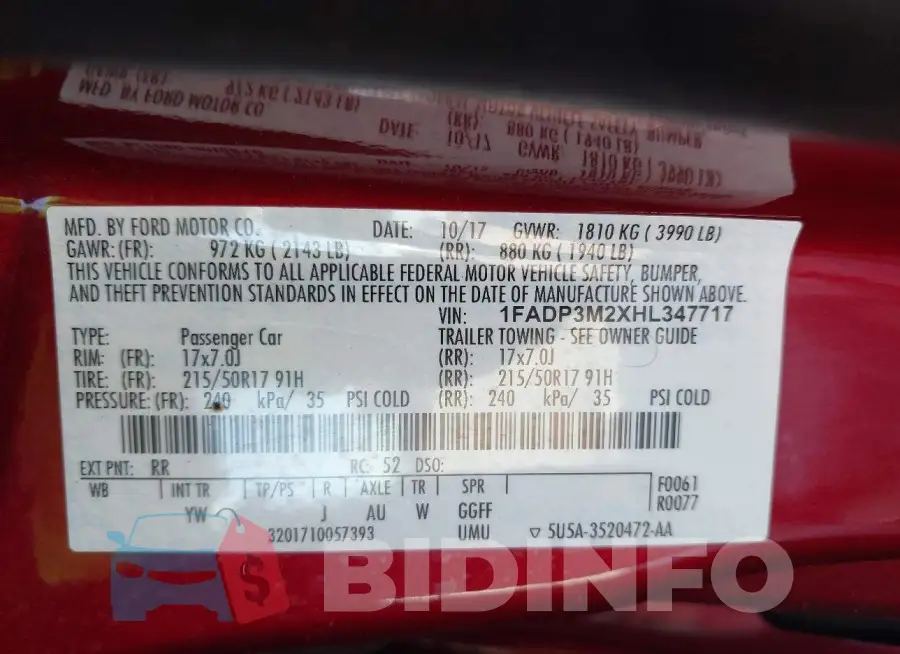 1FADP3M2XHL347717 Photo# 9