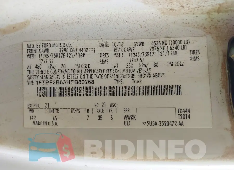 1FTBF2B63HEB80268 Photo# 9