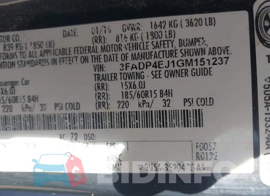 3FADP4EJ1GM151237 Photo# 9