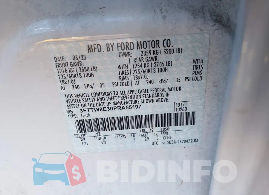 3FTTW8E30PRA55197 Photo# 9