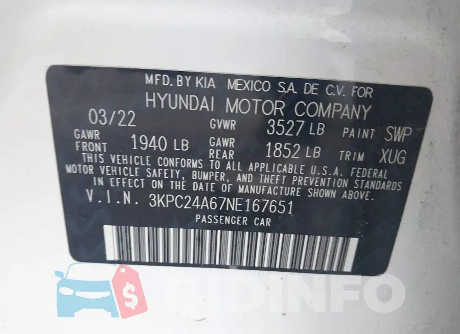 3KPC24A67NE167651 Photo# 9