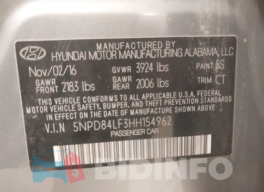 5NPD84LF3HH154962 Photo# 9