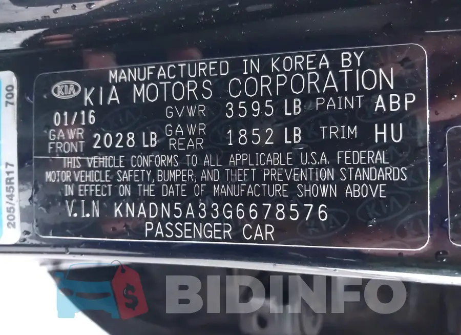 KNADN5A33G6678576 Photo# 9