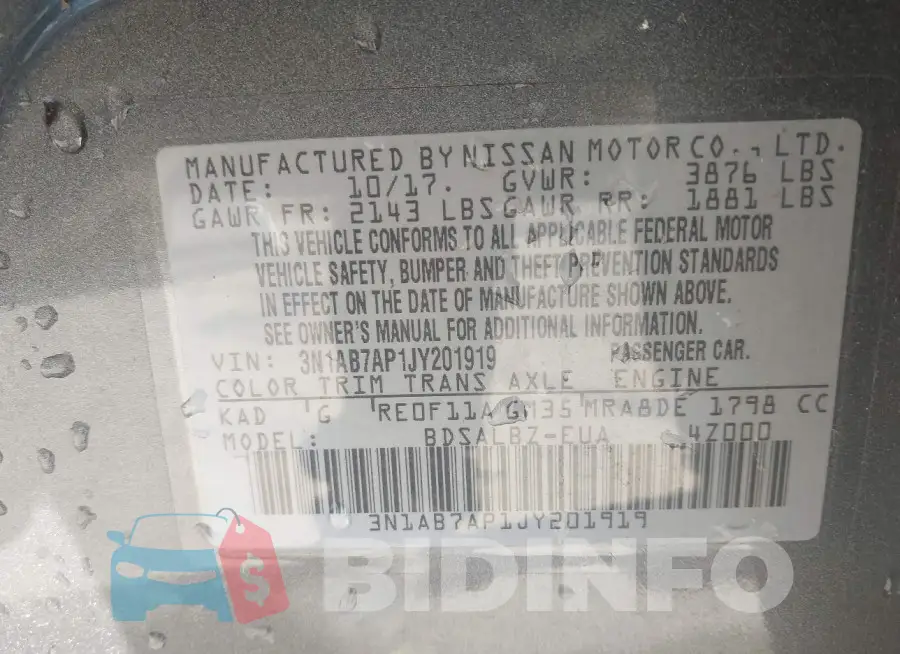 3N1AB7AP1JY201919 Photo# 9