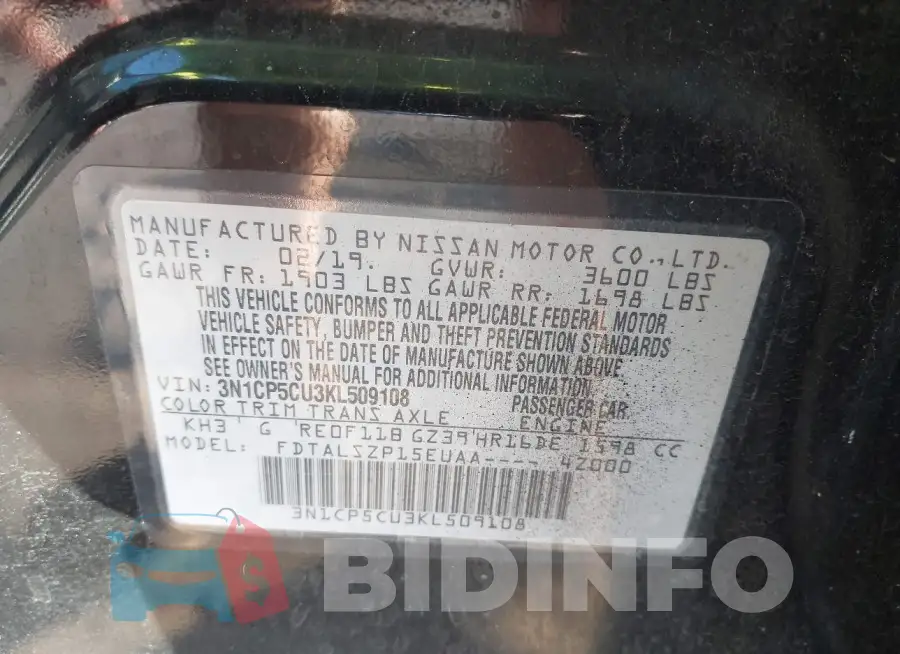 3N1CP5CU3KL509108 Photo# 9