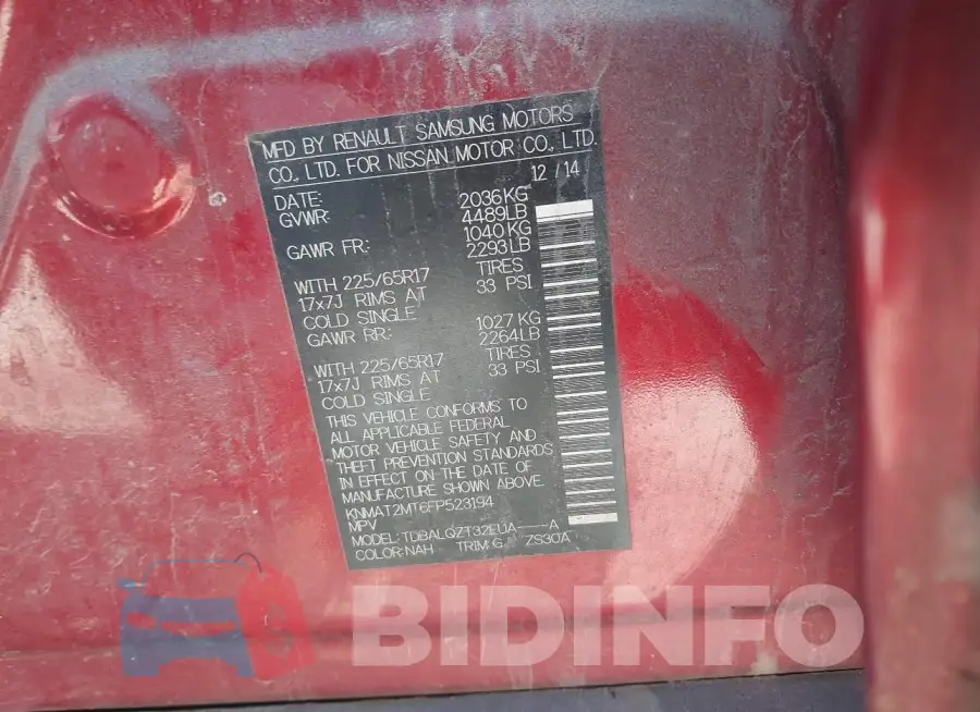 KNMAT2MT6FP523194 Photo# 9