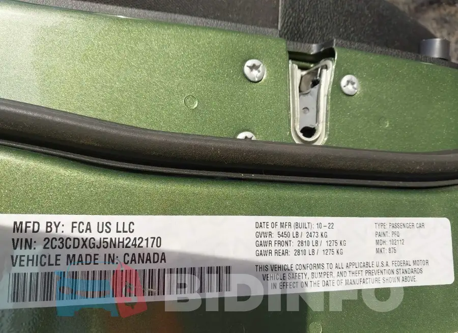 2C3CDXGJ5NH242170 Photo# 9
